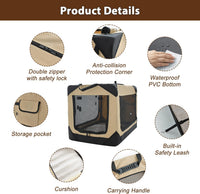 Garnpet 36 Inch Collapsible Soft Dog Crate for Large Dogs - Beige / 30.0"L x 21.0"W x 21.0"H - image 2