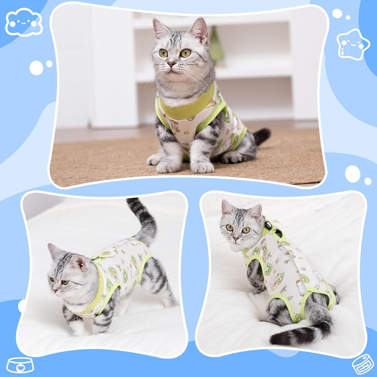 Coppthinktu Cat Recovery Suit Female Cat Onesie After Surgery Anti - Small / Duck - image 3