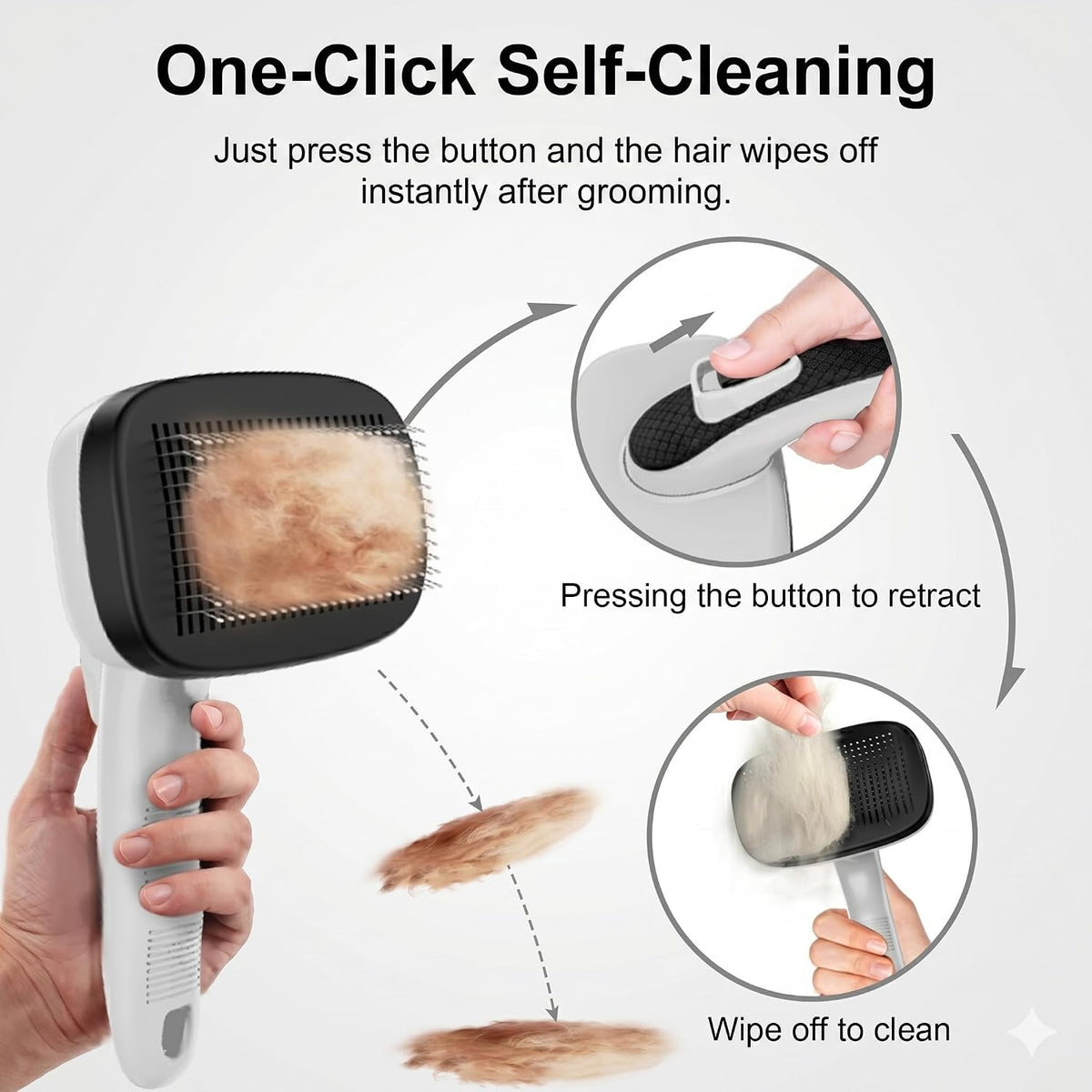 Self Cleaning Slicker Brush for Dog and Cat Shedding – Essentials for Dogs - Grey - image 3