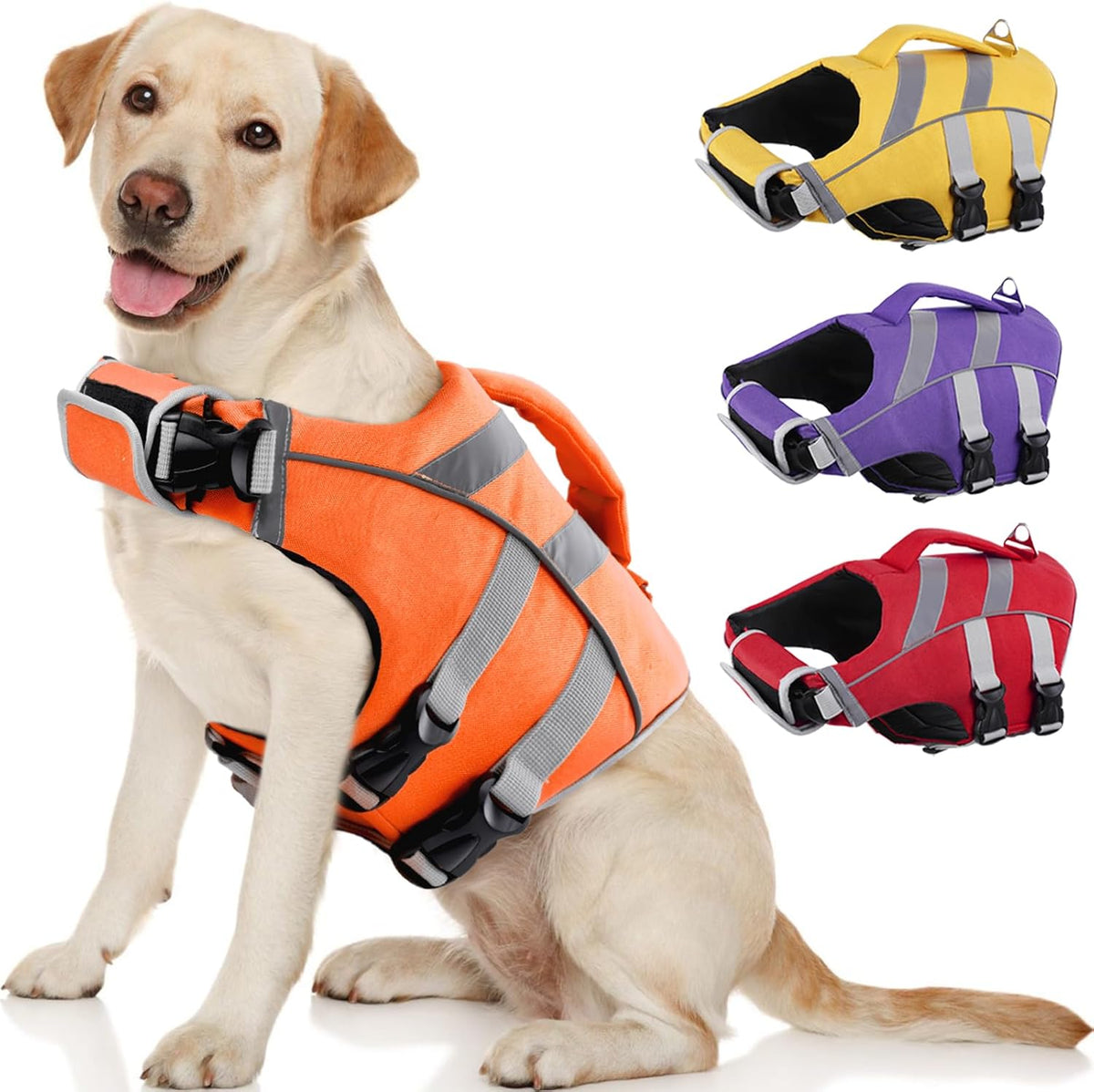 Kuoser Reflective Dog Life Jacket - Xs (Chest Girth:12.9-18.1'') / Orange Surge