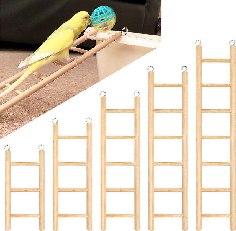 5 Pcs Wooden Bird Ladder for Parrots Cage 5 Sizes – Essentials for Birds