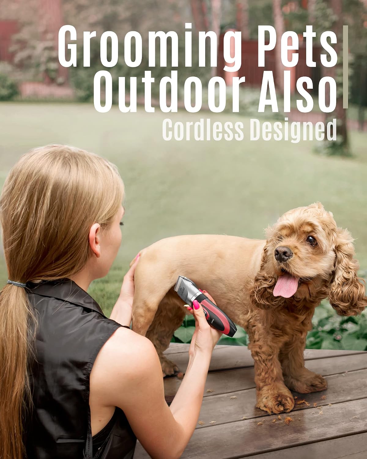 oneisall Dog Clippers Low Noise Grooming Kit for Dogs Cats Pets – Essentials for Dogs - Red - image 4