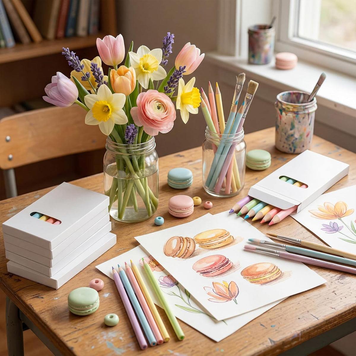 Ctosree mini colored pencils in kraft boxes, 6 natural wood pencils per box - view 13