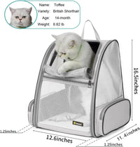 Texsens Innovative Traveler Bubble Backpack Pet Carriers for Cats - Light Grey - image 2