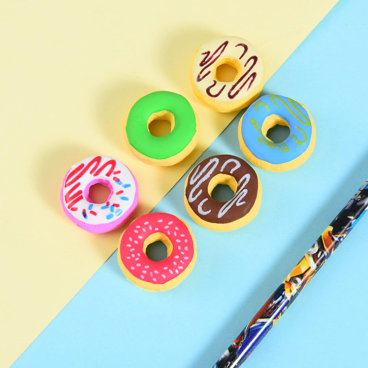 Donut Erasers for Kids, 24 Pieces 3D Cute Food Puzzle Mini Eraser, Cool Fun Take Apart Desk Pet - DONUT - image 2