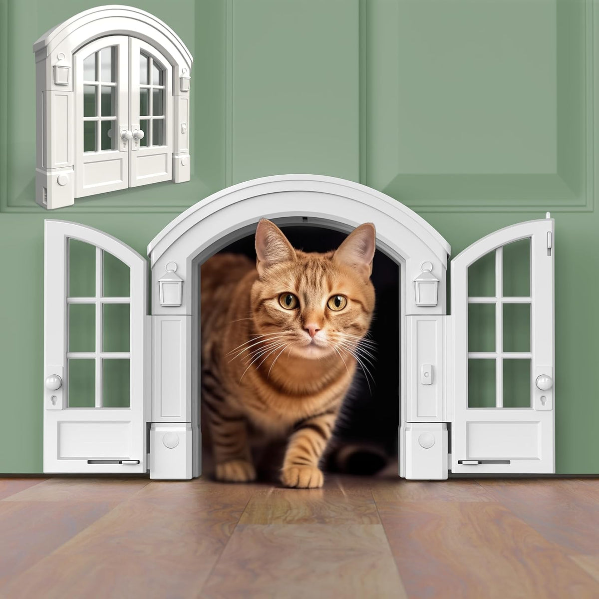 Purrfect Portal French Cat Door - White 3