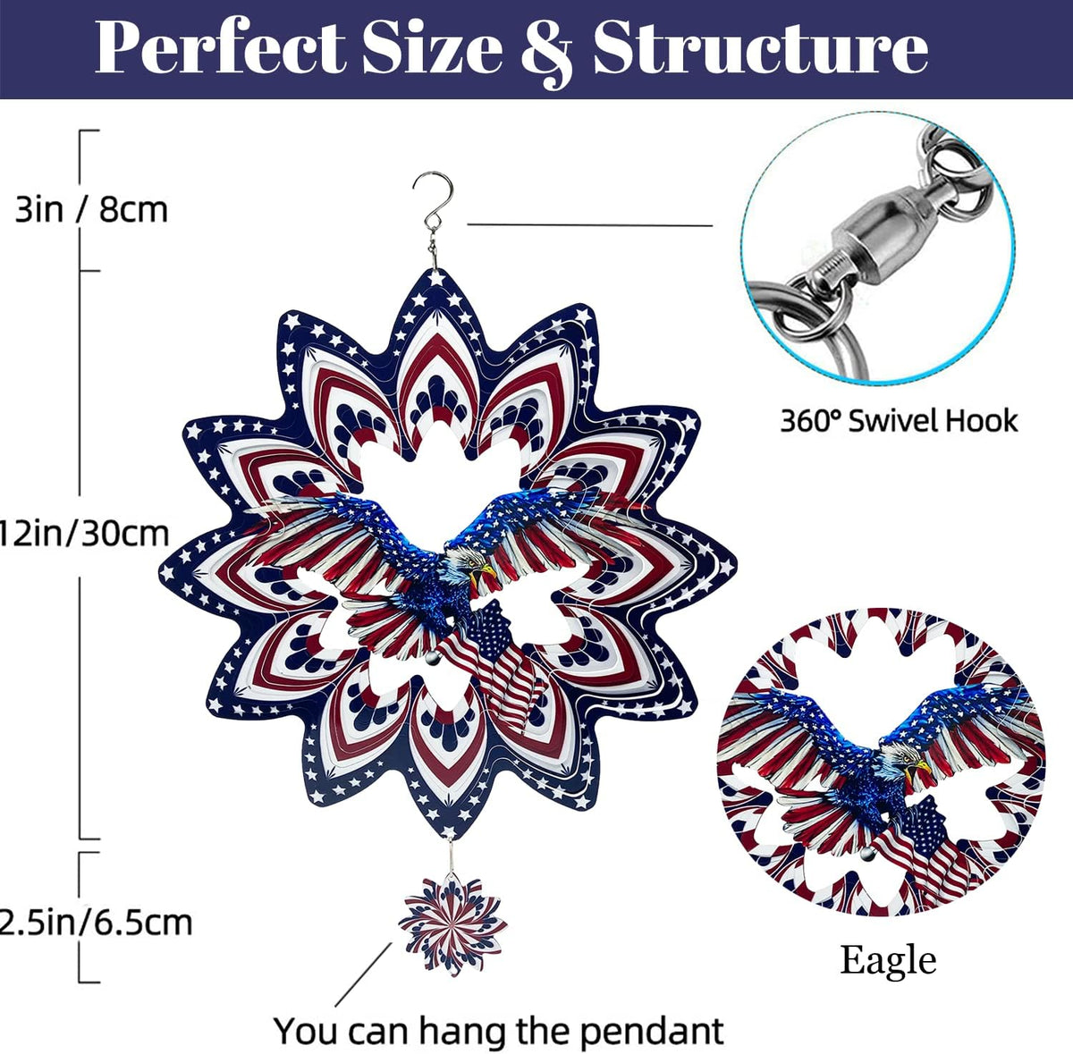 FANTAART Christmas wind spinner, 12 inch stainless steel snowman yard sculpture - view 11