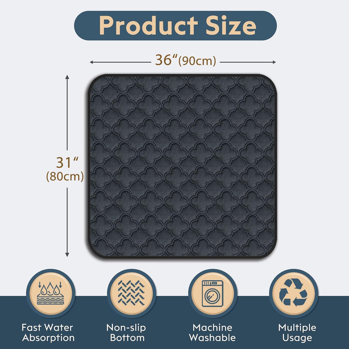 FunFurry Washable Pee Pads for Dogs - Dark Grey / 31" X 36" - 2 Pack - image 2