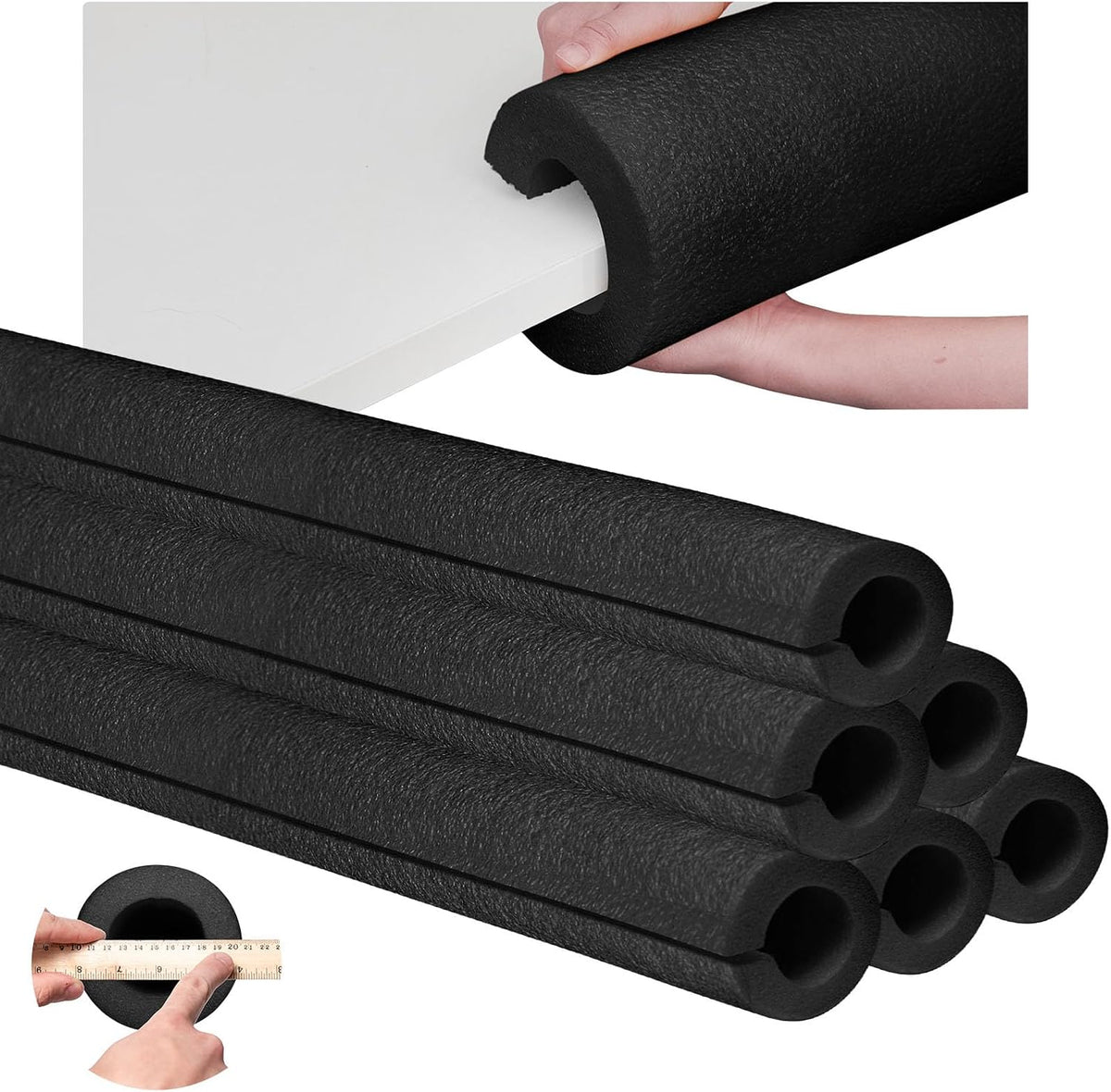 Hanaive jumbo pool noodles, 40 inch hollow EPE foam tubes in black, 4 pack