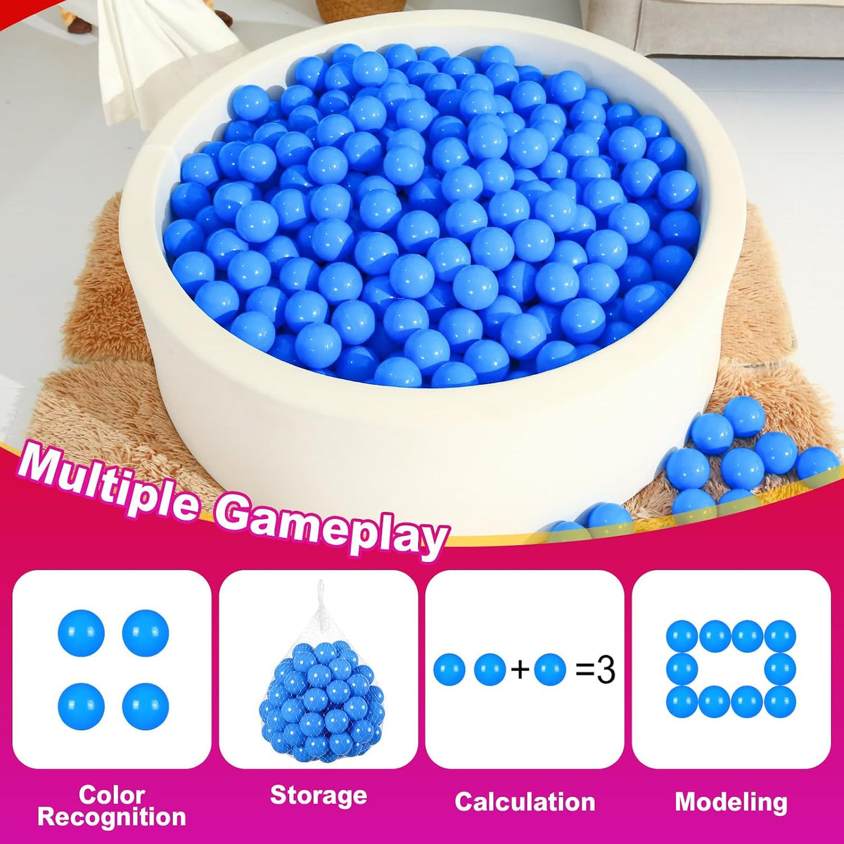 Realhaha plastic ball pit balls, 2.76 inches, in blue, pink, purple and yellow - view 19
