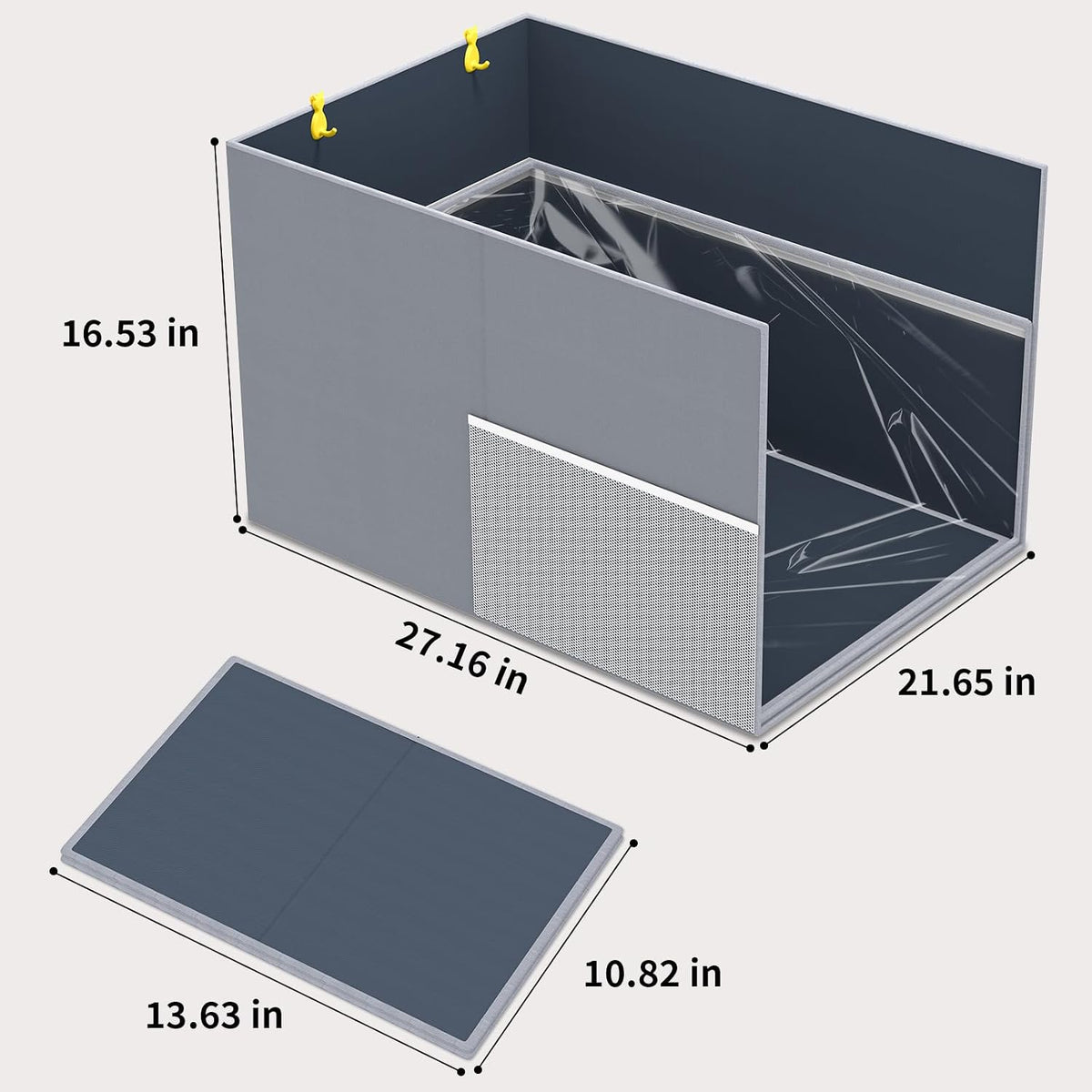 Waterproof Cat Litter Box Enclosure Splash Guard - Gray - image 3