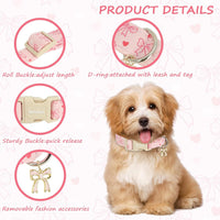 Medium Dog Collars for Male Dogs - Bow Pink Heart / L - image 3