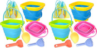 Xgunion collapsible beach sand buckets 3 pack with shovel, rake, scoop and mesh bag - view 2