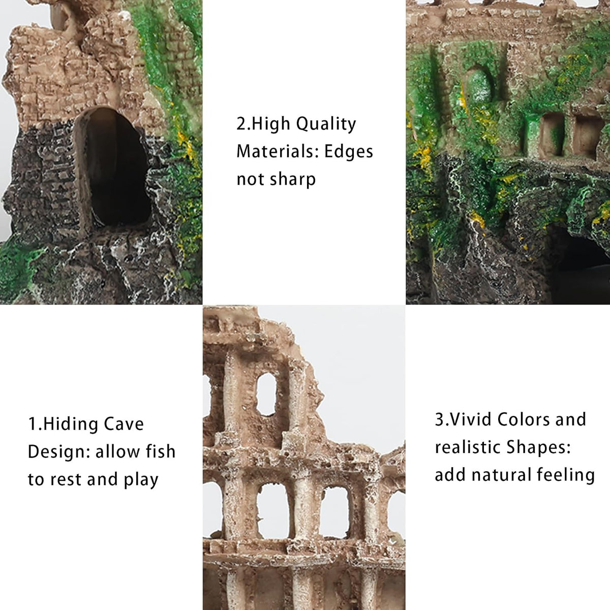 Minimalist Thinker Statue, Fish Tank Decor - Roman Column Ruins - image 4