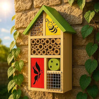 Premium Bug Hotel Kit Cedar Wood Insect Hotel Insect House - Backyard Bee House, Nesting Habitat Shelters, Garden Shelter for Bees, Butterflies, Bugs,Heavy Duty Thickness Colorful