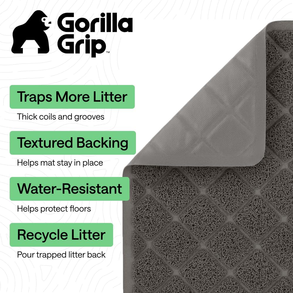 GORILLA GRIP Cat Litter Mat, Coiled Mesh Trapping Mats - Jumbo (47" x 35") / Charcoal - image 2