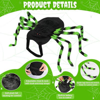Dog Halloween Costume Large Breed, Furry Dog Spider Costume with 64 LED, Funny Halloween Dogs Costumes for Large Dogs Medium Pet Halloween Party Cosplay (Green)