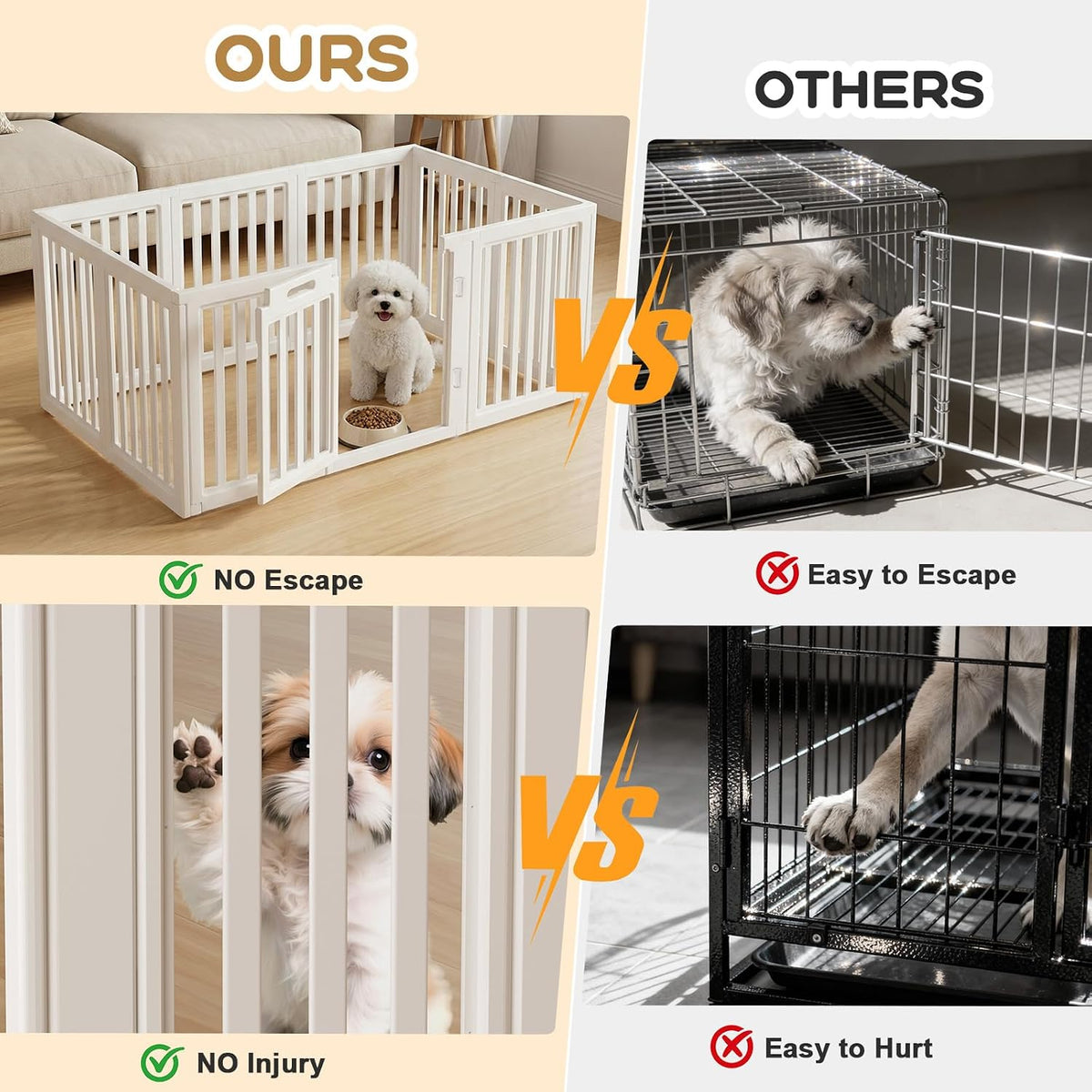 Dog Playpen Indoor, Puppy Playpen, White 23.6" H, 10 Panels - white / 10 / 30.3 inch Height - image 3