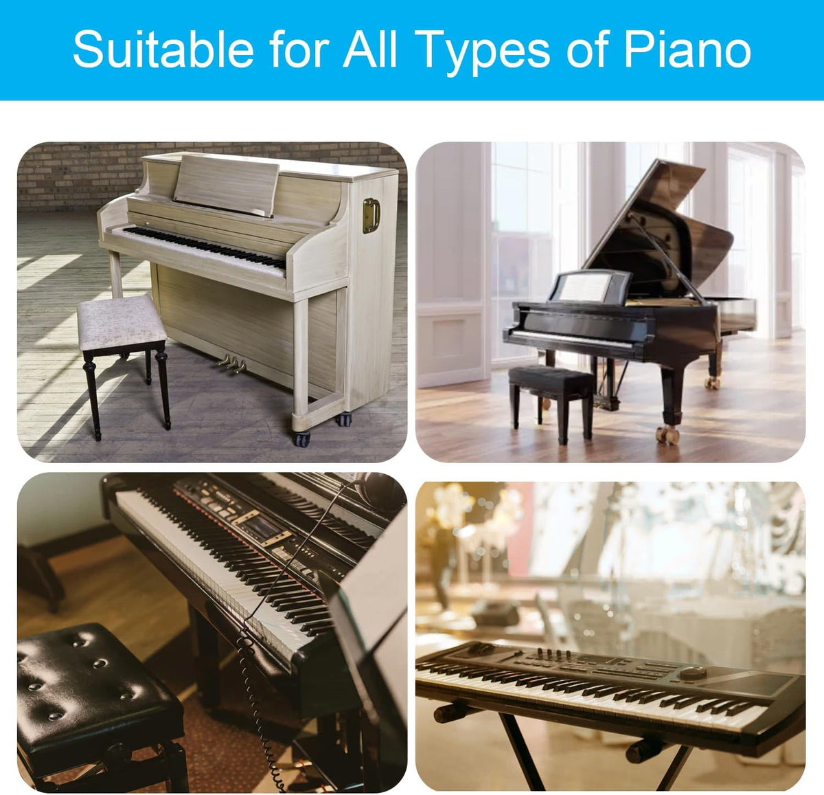2 Pack Piano Keyboard Stickers for 88/76/61/54/49 Keys - 1 - image 3