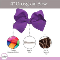 Motique Accessories 4 inch dusty rose grosgrain hair bow for girls on a metal alligator clip - view 23