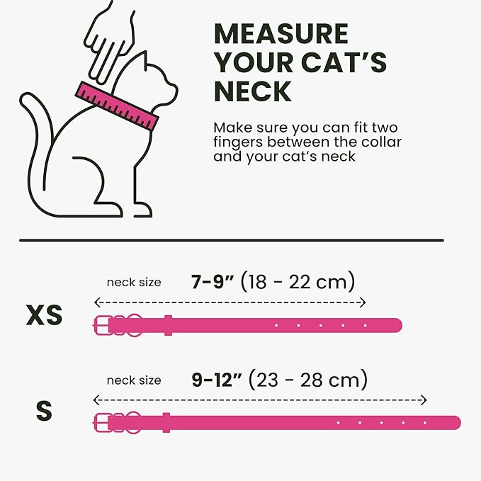 BRONZEDOG Leather Cat Collar with Removable Bells Non Breakaway Kitten QR Tag for Girl Boy (9" - 12" Cats/Mini Dogs, Pink & Gold)