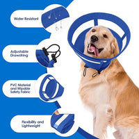 SAWMONG Soft Dog Cone Collar, Cone for Dogs to Stop Licking, Dog Cones for Large Dogs, Comfy Elizabeth E-Collar for Doggy After Surgery Alternative, Adjustable Pet Recovery Collar (L,Blue)