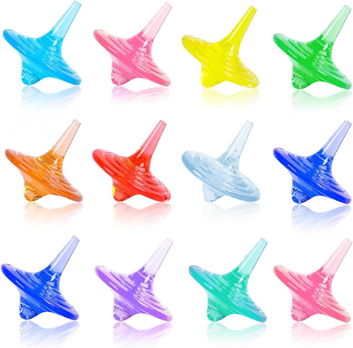 SPRMUD acrylic spinning tops shaped like crystal gems in mixed colors, 24 pieces - view 3