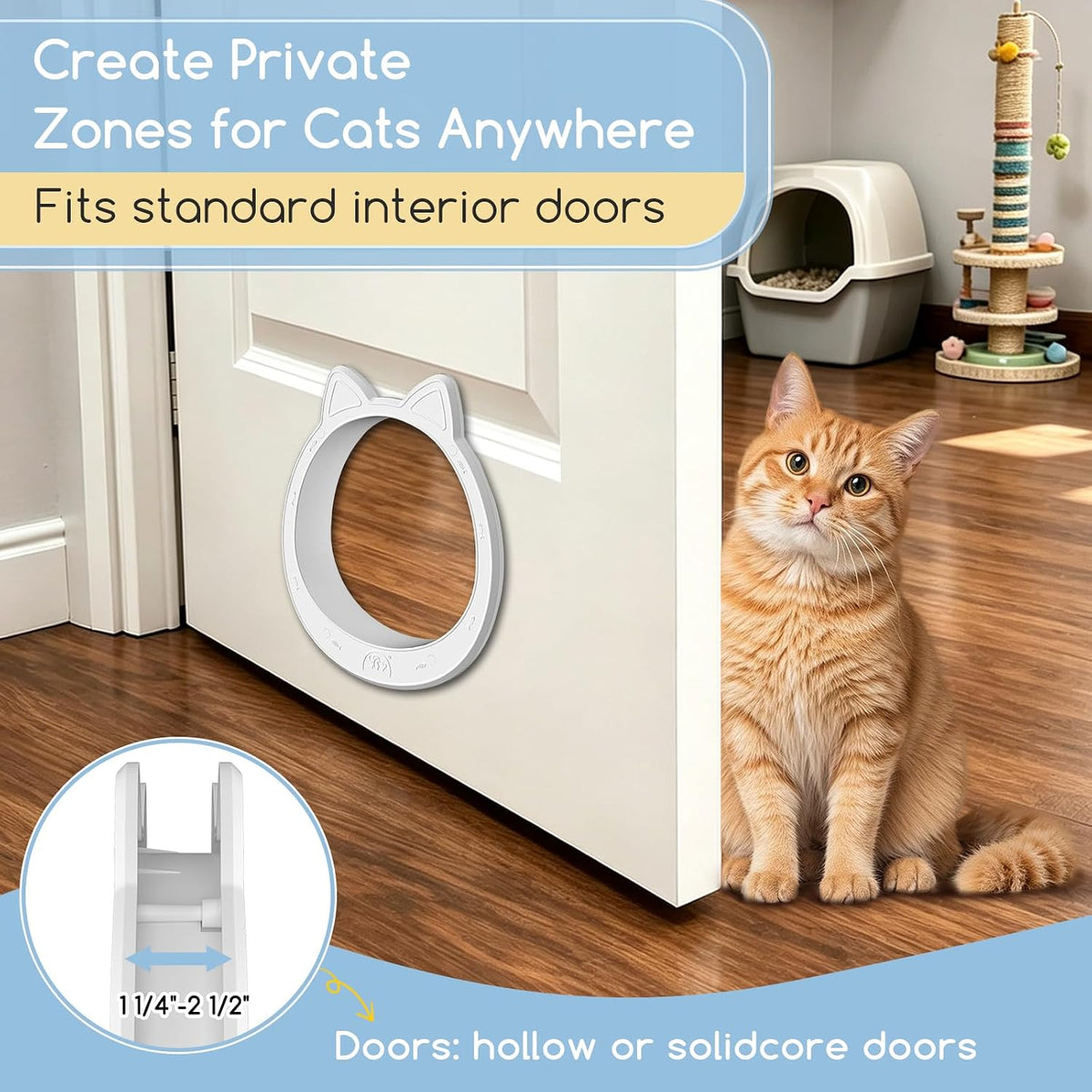 Large Cat Door Interior Door - Snow White - image 3