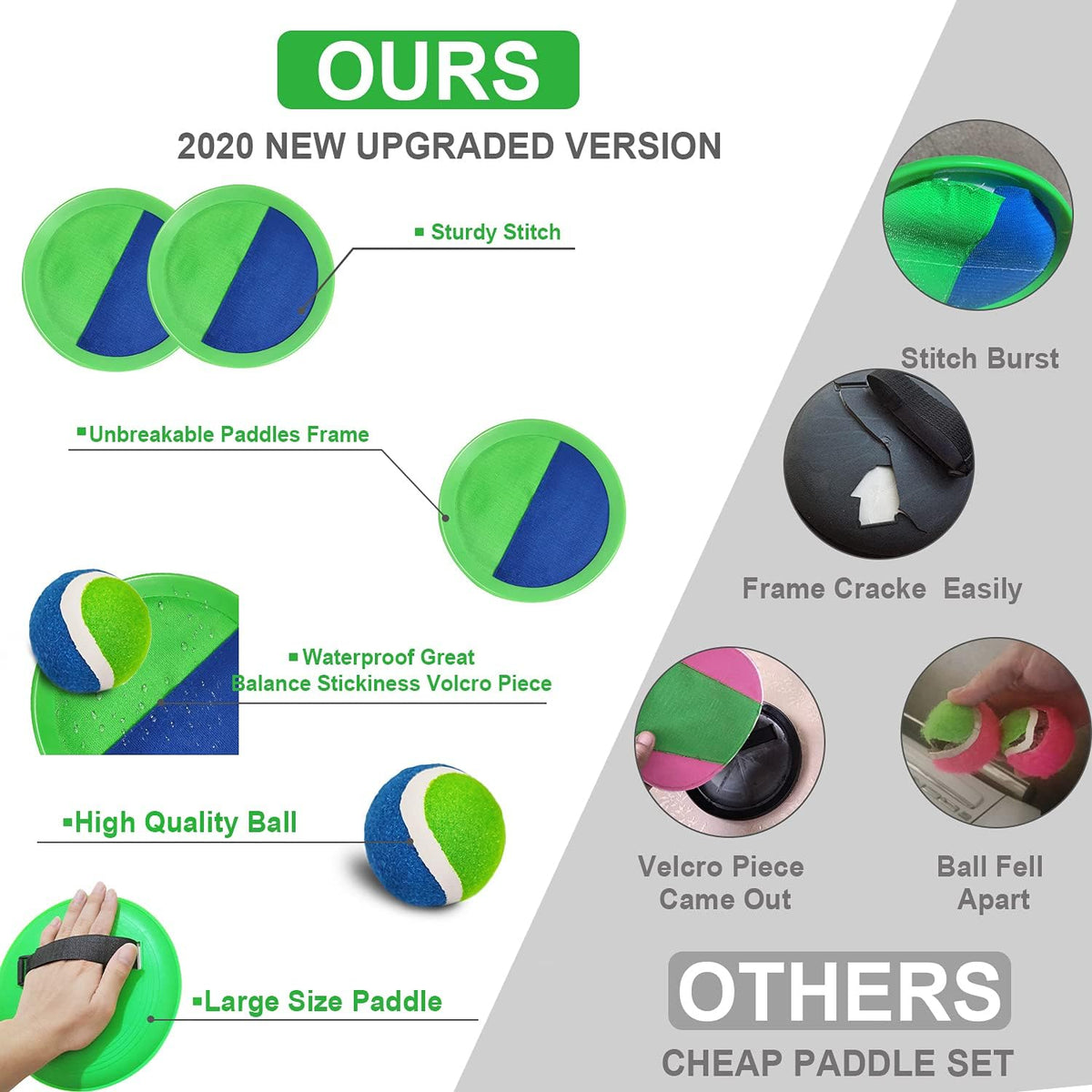 Jalunth Ball Catch Set Games Toss Paddle - Green / 2 - image 3