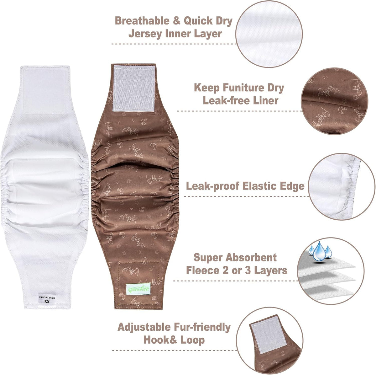 wegreeco Small Dog Diapers Male - Dinosaurs / Medium / 5 - image 2