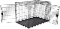 Amazon Basics Portable, Foldable Metal Wire Small Dog Crate with Removable Tray, Divider Panel - 48.0"L x 30.0"W x 32.5"H / Double Door w/ Divider
