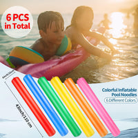 KIMOBER 6 pack giant inflatable pool noodles in red, yellow, blue, orange, green and pink - view 4