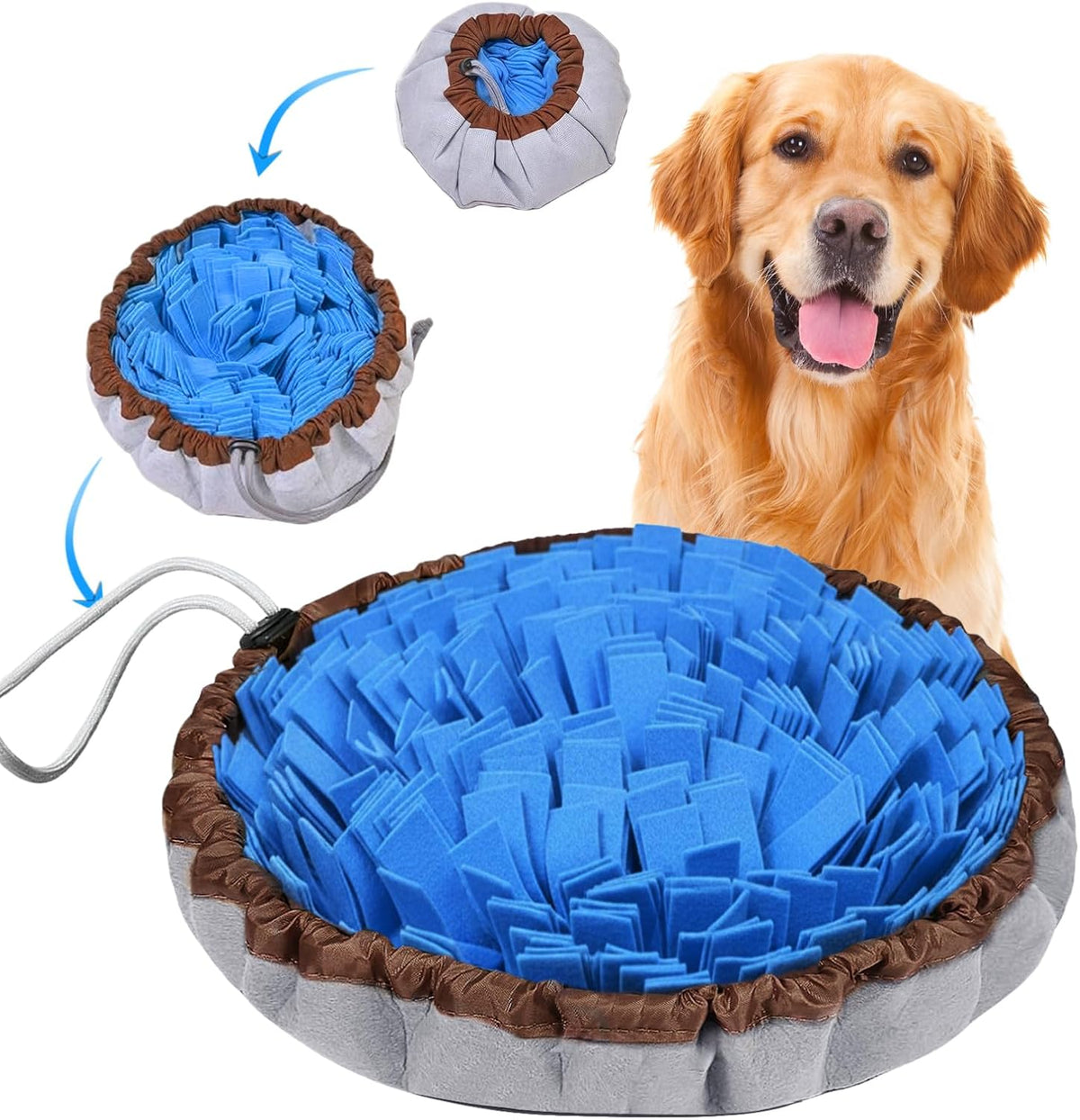 Snuffle Mat for Dogs, Adjustable Interactive Puzzle Toy - Blue-48cm