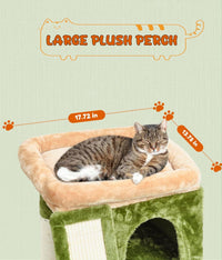 SYANDLVY Gothic Cat Tree with Coffin Bed for Indoor Cats - Beige & Green - image 4