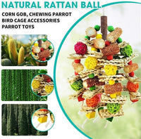 Natural Wood Bird Swing Perch with Decorative Leaves – Essentials for Birds - Colorful / Large - image 2