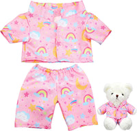 2 Pcs Rainbow PJ's Bear Clothes Outfit Stuffed Animal - Rainbow / Pink