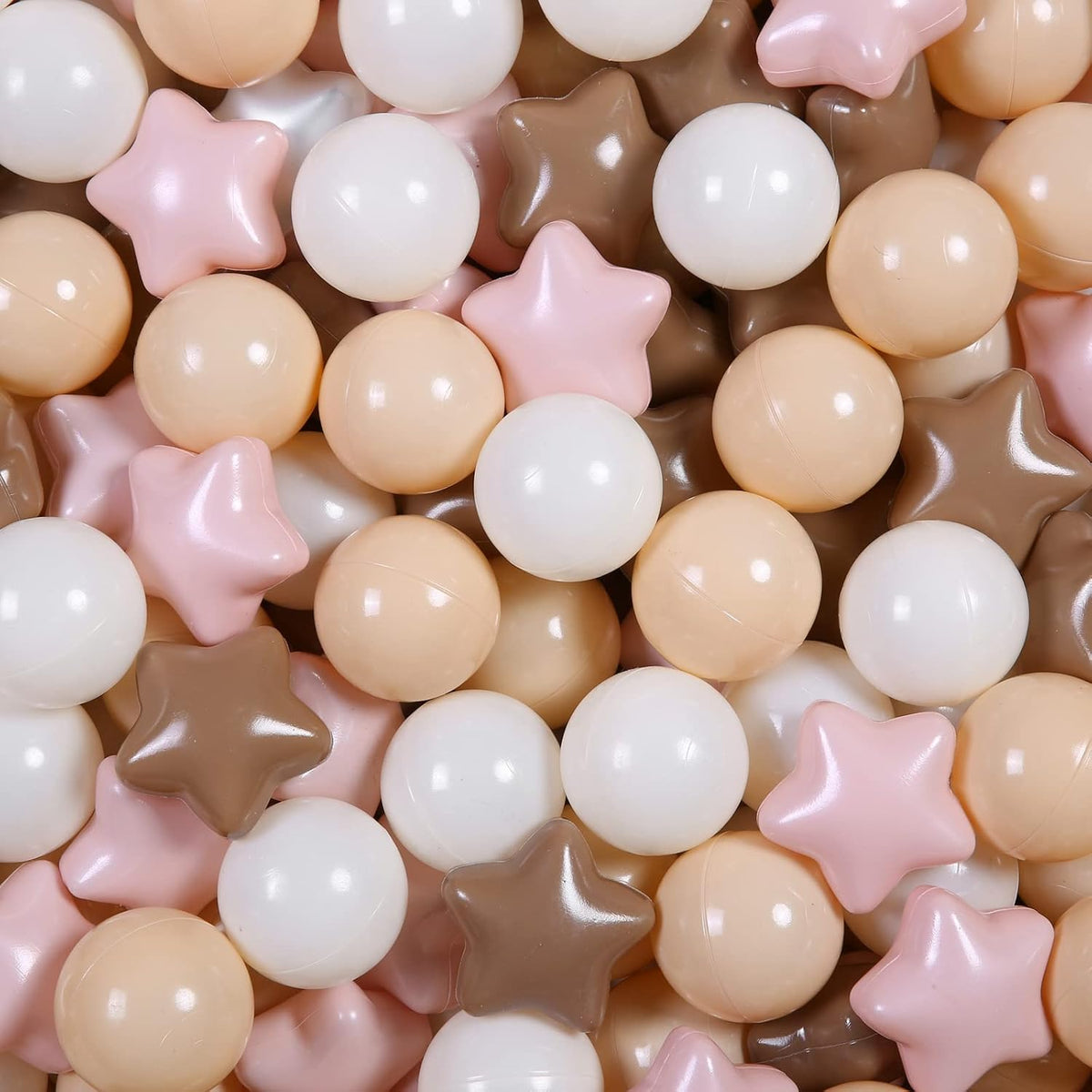 Realhaha Ball Pit Balls Star Shapes Plasticballs for Ballpit Playpen – Fun for Kids & Family - Pink Coffee / 100