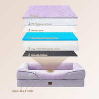 EHEYCIGA Memory Foam Dog Bed for Medium Size, Orthopedic Dog Sofa with Sides and Waterproof Liner, Washable Bolster Pet Couch with Removable Cover, 30x20x6.5 Inch, Purple