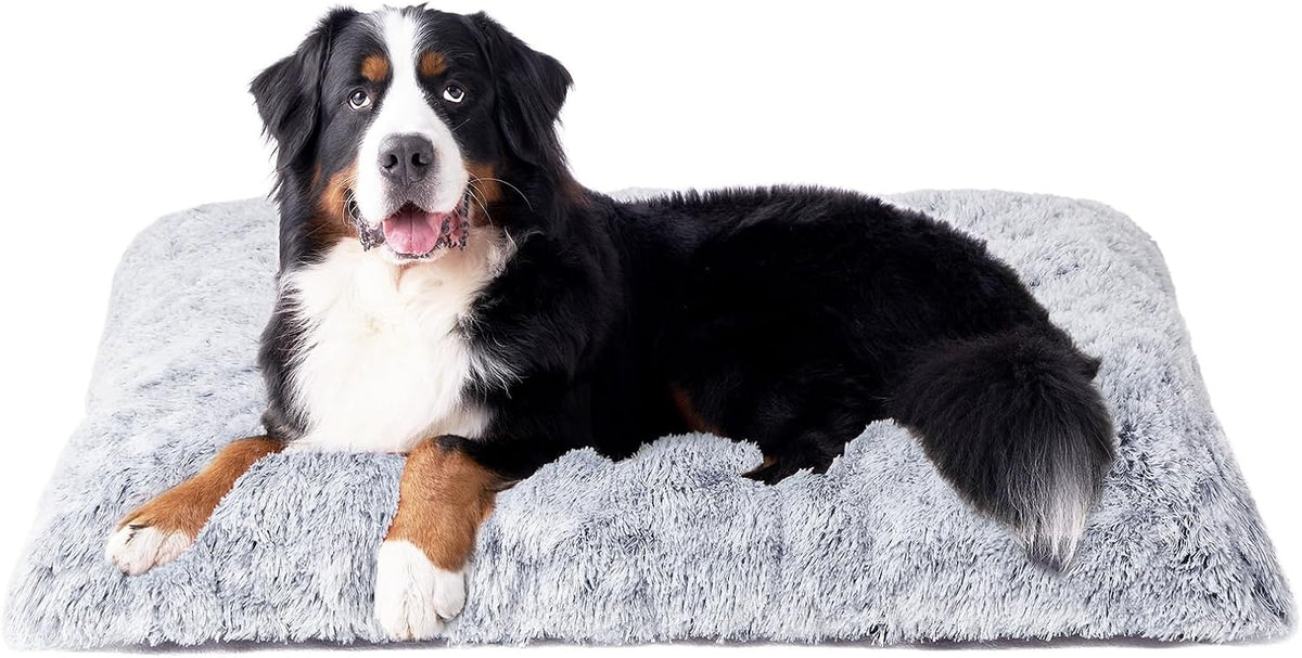 EHEYCIGA Fluffy Dog Crate Bed, Plush Extra Large Dog Pillow - Grey / 44 x 33