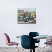 Farmhouse Truck Wall Art Rustic Country Wildflowers Wall Decor Road Flowers Landscape Pictures Canvas Print Painting Artwork for Bathroom Living Room Bedroom 16"x20"
