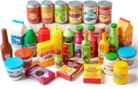 JOYIN 30Pcs Play Food Grocery Cans, Play Kitchen Accessories