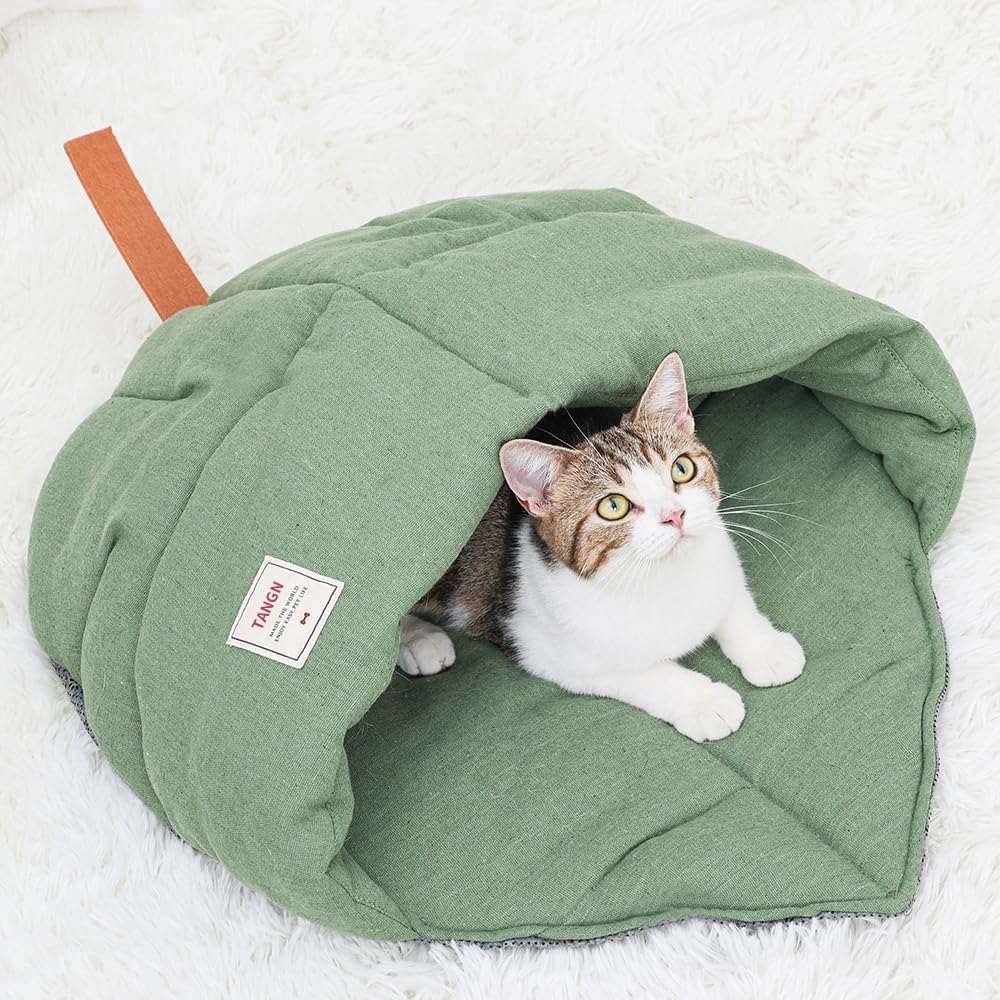 Cat Sleeping Bag Cave Bed with Non-Slip Bottom – Essentials for Cats - Green / M
