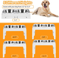 Hubulk Elevated Dog Bowls with 2 Stainless Steel Dog Food & Water - M (8" for M/L Dogs) / White - image 2
