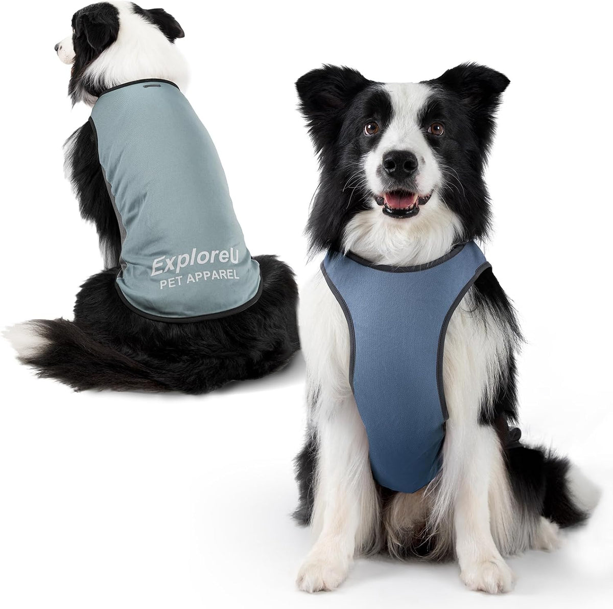 Dog Cooling Vest with Soft Stretchy Sun Protection, XL - Medium (24-35lbs) / Misty Glade+Water Drop