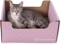 Hide & Scratch Cardboard Cat Scratcher Box & Bed Dark Grey Diamond Pad – Essentials for Cats - Light Pink Diamond