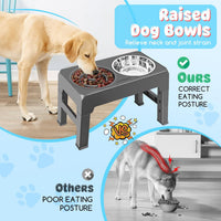 URPOWER Raised Dog Bowls 4 Height Adjustable Elevated Bowl Stand – Essentials for Dogs - Dark Grey - image 3