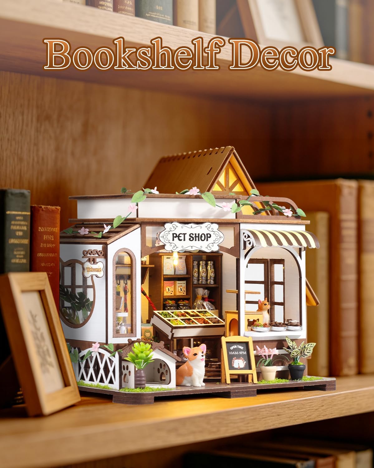 DIY Miniature House Kit, Pet Shop Book Nook Kit with LED Light - Pet Shop - image 4