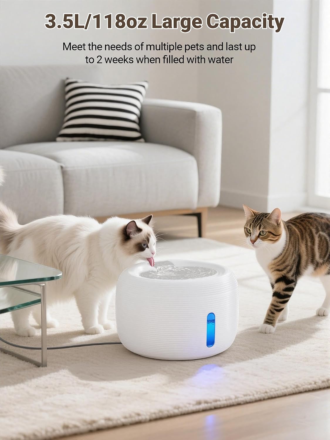 SIBAYS 3.5L Cat Water Fountain - White - image 2