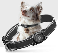Airtag Dog Collar - 100% Waterproof Air tag Dog Collar Holder for Apple AirTag, Reflective, Soft Padded, Everlasting, GPS Dog Collar for Small Medium Large Dogs (Black, XL)