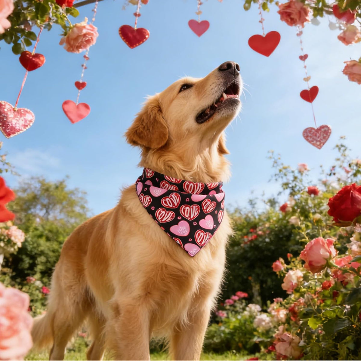 PAWCHIE Dog Bandanas Small Reversible Styles Pet Triangle Scarf Bibs - Valentine's Day Style / Large - image 2